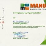 Home CERTIFICATE OF APPRECIATION - MANOMAV ENGINEERS PVT LTD